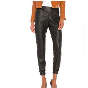 Commando black faux leather four-way stretch pull on jogger pants size small